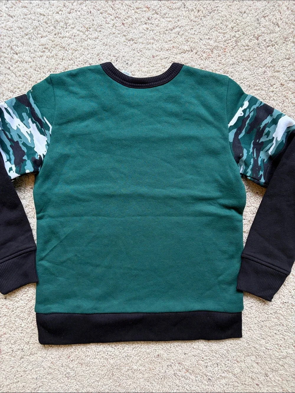 The Children's Place Boys' Green Camo Panel Sweatshirt NWT